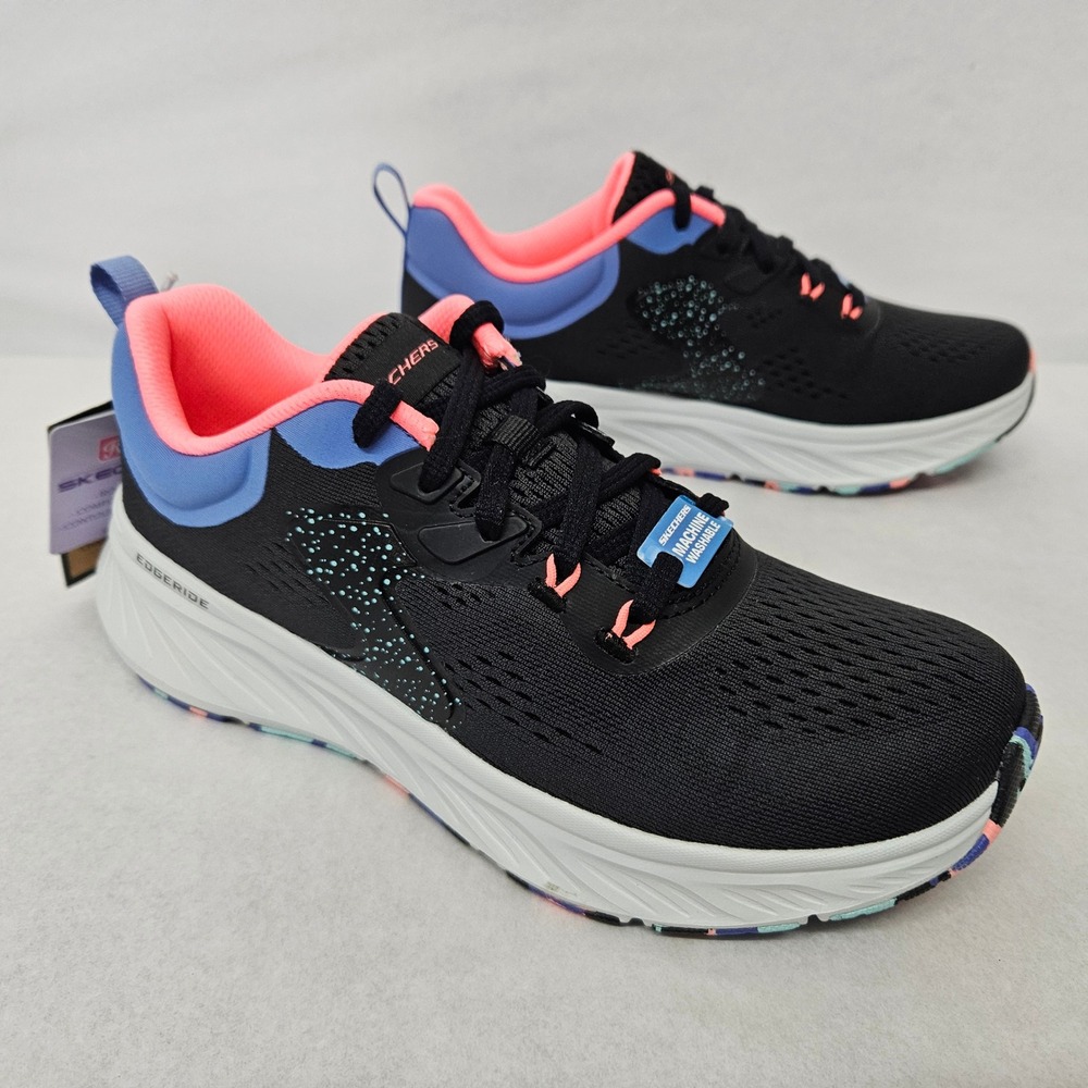 Skechers Edgeride - Confetti Skies Athletic Shoes 150478 Black Pink Women Size 6